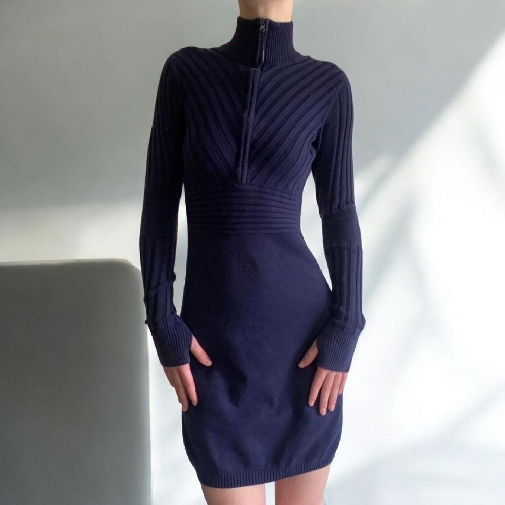 Athleta Navy Blue Knit Dress, Size Medium